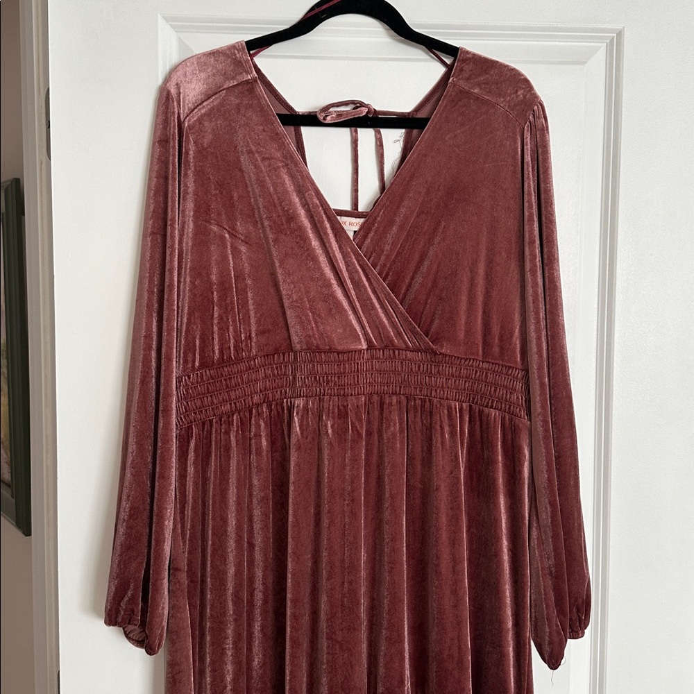 Knox Rose Dusty Rose Velvet Wrap Long-Sleeve Dress